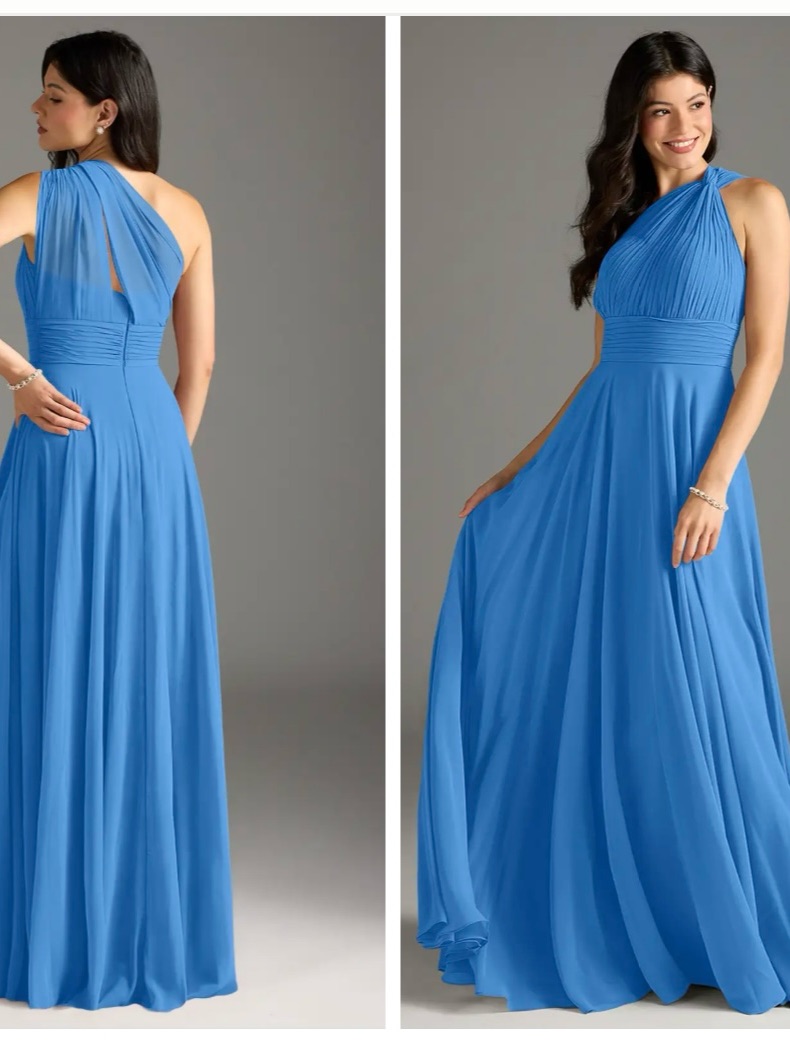 Azazie One-Shoulder Blue Bridesmaid Dress